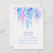 Aquarellkaskadierung lila Hochzeit RSVP Einladung (Vorderseite)