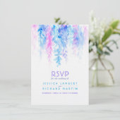Aquarellkaskadierung lila Hochzeit RSVP Einladung (Stehend Vorderseite)