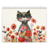 Aquarellkat-Illustrationen Whimsical Feline Kalender (Titelbild)