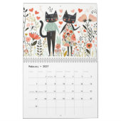 Aquarellkat-Illustrationen Whimsical Feline Kalender (Feb 2027)