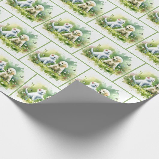 Aquarellkätzchen Geschenkpapier (Ecke)