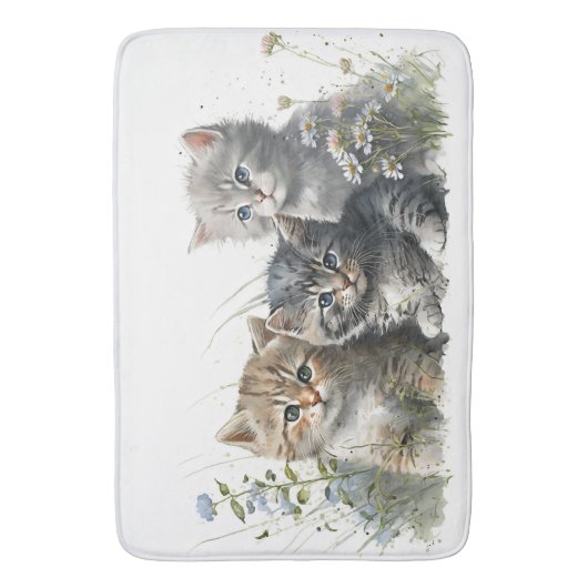 Aquarellkätzchen im Gras Badematte (Vorderseite Vertikal)