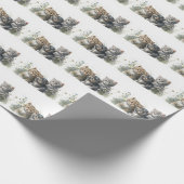 Aquarellkätzchen in Wildblumen Geschenkpapier (Ecke)