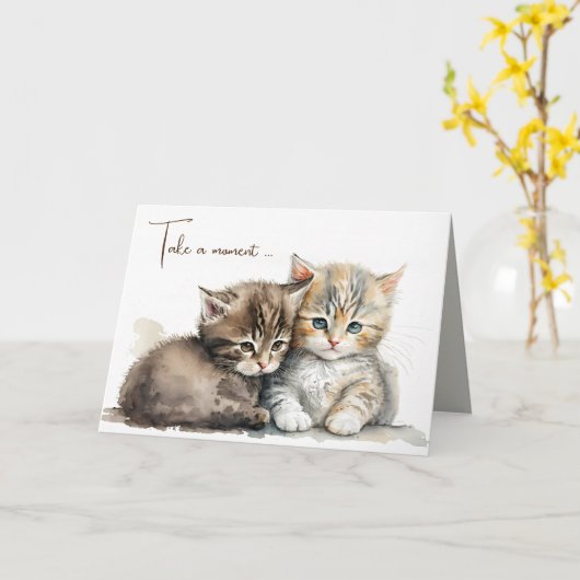 Aquarellkätzchen Karte (Gelbe Blume)