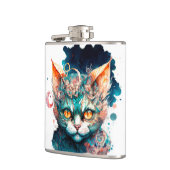 Aquarellkatze im Steampunkstil Flachmann (Links)