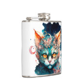 Aquarellkatze im Steampunkstil Flachmann (Rechts)