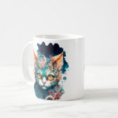 Aquarellkatze im Steampunkstil Kaffeetasse (Vorderseite Links)