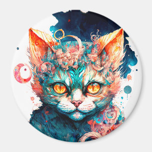 Aquarellkatze im Steampunkstil Magnet