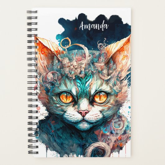 Aquarellkatze im Steampunkstil Planer (Vorderseite)