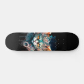 Aquarellkatze im Steampunkstil Skateboard (Horizontal)