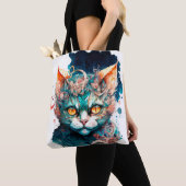 Aquarellkatze im Steampunkstil Tasche (Von Nahem)