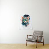 Aquarellkatze im Steampunkstil Wandteppich (Beispiel)