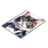 Aquarellkatze in einer Tuxedo- und Black Bow-Krawa Notizblock (Linke Seite)