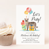 Aquarellkatze mit Balloons Kindergeburtstag Party Einladung
