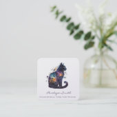 Aquarellkatze mit Sternen Square Visitenkarte (Stehend Vorderseite)