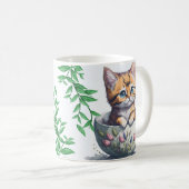 Aquarellkatze oder Kitten in einem Teacup Kaffeetasse (VorderseiteRechts)