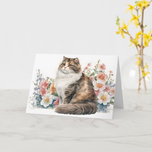 Aquarellkatze wird bald gut karte (Gelbe Blume)