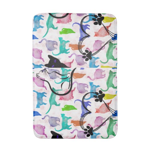 Aquarellkatzen Badematte (Vorderseite Vertikal)