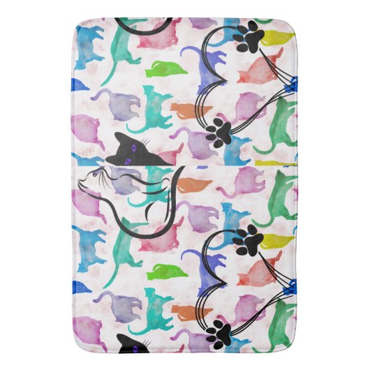 Aquarellkatzen Badematte (Vorderseite Vertikal)