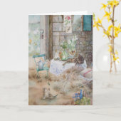 Aquarellkatzen im Bauernhof Karte (Gelbe Blume)