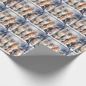 Aquarellkatzen in Schneeflocken Geschenkpapier (Ecke)