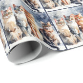 Aquarellkatzen in Schneeflocken Geschenkpapier (Rolleneckpunkt)