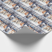 Aquarellkatzen in Schneeflocken Geschenkpapier (Ecke)