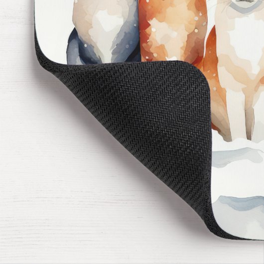 Aquarellkatzen in Schneeflocken Mousepad (Ecke)