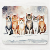 Aquarellkatzen in Schneeflocken Mousepad (Vorne)