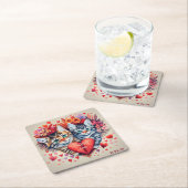 Aquarellkatzen mit Herz Rechteckiger Pappuntersetzer (Vor Ort)