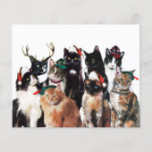 Aquarellkatzen mit Weihnachtsmannmützen Weihnachts (Vorderseite)