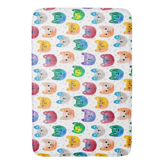 Aquarellkatzen und Freunde Badematte (Vorderseite Vertikal)