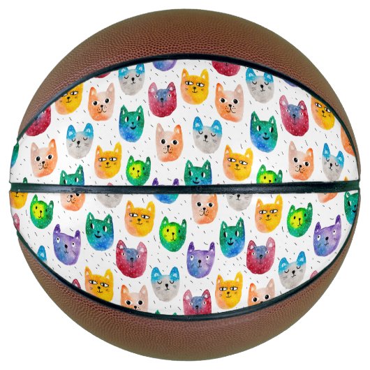 Aquarellkatzen und Freunde Basketball (Vorderseite)