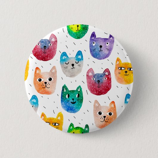 Aquarellkatzen und Freunde Button (Vorderseite)