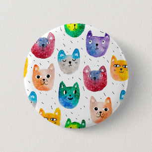 Aquarellkatzen und Freunde Button