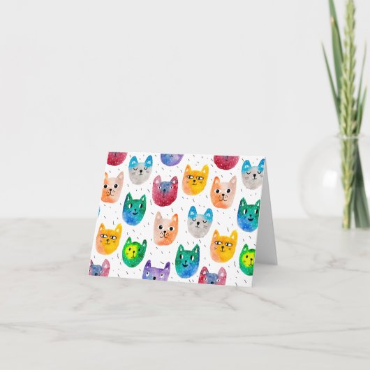 Aquarellkatzen und Freunde Dankeskarte (Vorderseite)