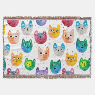 Aquarellkatzen und Freunde Decke