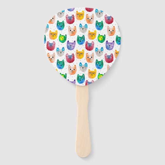 Aquarellkatzen und Freunde Fächer (Vorderseite)