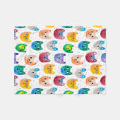 Aquarellkatzen und Freunde Fleecedecke (Vorderseite (Horizontal))