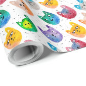 Aquarellkatzen und Freunde Geschenkpapier (Rolleneckpunkt)