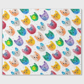 Aquarellkatzen und Freunde Geschenkpapier (Flach)