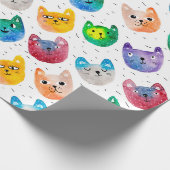 Aquarellkatzen und Freunde Geschenkpapier (Ecke)