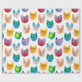 Aquarellkatzen und Freunde Geschenkpapier (Flach)