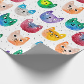 Aquarellkatzen und Freunde Geschenkpapier (Ecke)