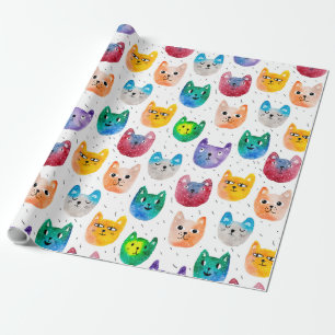 Aquarellkatzen und Freunde Geschenkpapier