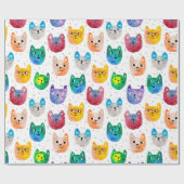 Aquarellkatzen und Freunde Geschenkpapier (Flach)