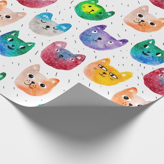 Aquarellkatzen und Freunde Geschenkpapier (Ecke)