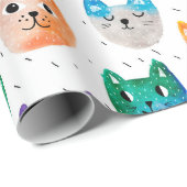 Aquarellkatzen und Freunde Geschenkpapier (Rolleneckpunkt)