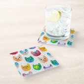 Aquarellkatzen und Freunde Glasuntersetzer (Schrägansicht)