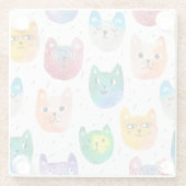 Aquarellkatzen und Freunde Glasuntersetzer (Rückseite)